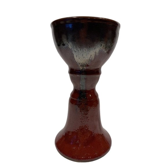 Candle Holder Large Pottery Pillar or Tapered Glazed 9" Tall - Picture 3 of 9